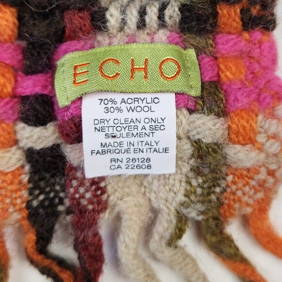 Echo Italian Wool Blend Multicolored Woven Fringe Trim Scarf - Picture 6 of 6